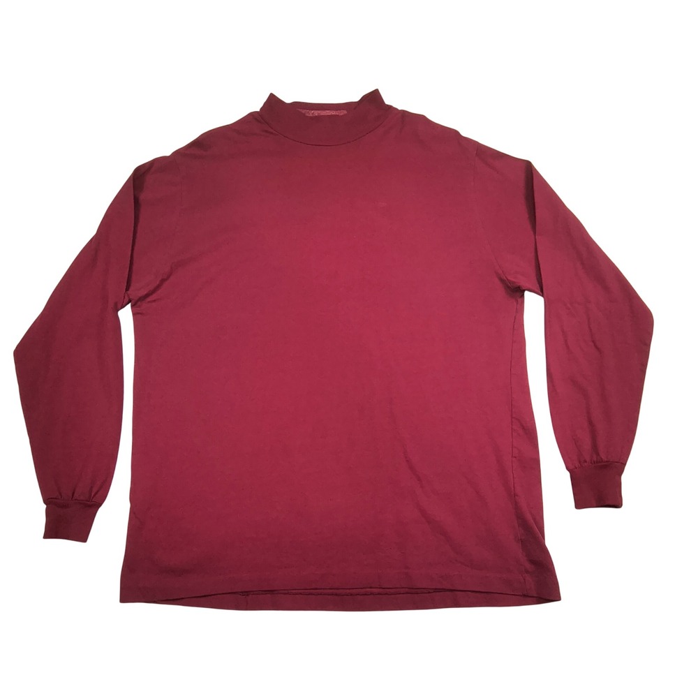 Vintage The Mens Store at Sears Mock Neck Long Sleeve Shirt Red XL 378949